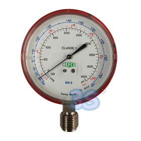 Manometro REFCO per ammoniaca NH3 attacco 1/2 GAS - scala -1/+30 bar -30inHG/+450PSI