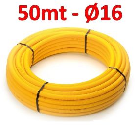 Tubo multistrato per GAS Ø 16 x 2 mm preisolato con guaina corrugata gialla - rotolo 50 metri