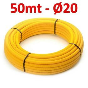 Tubo multistrato per GAS Ø 20 x 2 mm preisolato con guaina corrugata gialla - rotolo 50 metri