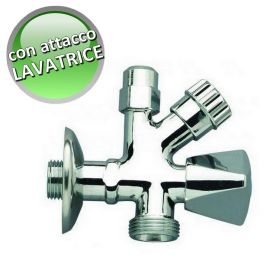 Rubinetto sottolavabo doppia chiusura con attacco lavatrice lavastoviglie - cromato 1/2''