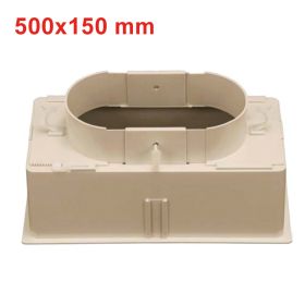Plenum 500x150 mm in ABS con attacco regolabile da Ø160 a Ø250 mm e serranda