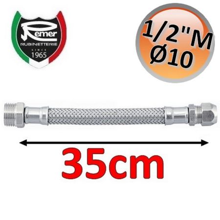 Tubo flessibile acqua FlexItaly 35 cm - 1/2'' maschio x Ø 10 mm bicono