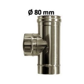Raccordo T Tee 90° Ø 80 mm innesto maschio in acciaio per canna fumaria