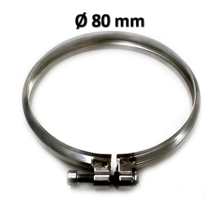 Fascetta di bloccaggio canna fumaria Ø 80 mm per tubo e raccordi acciaio inox 316