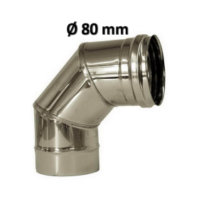Curva 90° Ø 80 mm in acciaio inox per canna fumaria parete singola