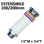 Tubo flessibile 1/2'' M x 3/4'' F in acciaio per acqua e gas - estensibile 100/200 mm