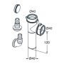 Raccordo per sifone lavello a 2 vie Ø 40 per LAVATRICE LAVASTOVIGLIE 120 mm