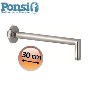 Braccio doccia tondo L. 300 mm in ottone cromato - Ponsi