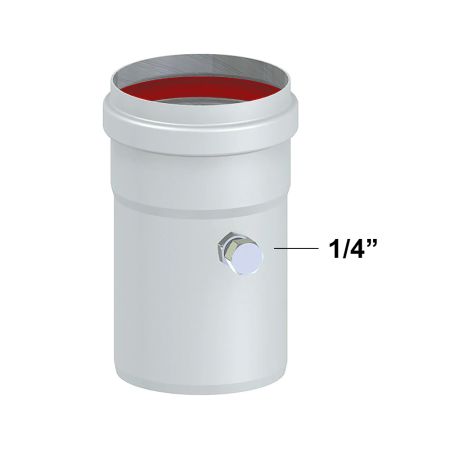 Elemento con ispezione M-F alluminio estruso bianco Ø 80mm per caldaie