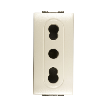 Presa Bivalente Sicurezza Bianco Compatibile con Living International / Light - Feb Elettrica
