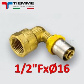 Multistrato per gas - raccordo curvo gomito femmina 1/2'' x Ø 16 mm