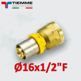 Multistrato per gas - raccordo dritto femmina 1/2'' x Ø 16 mm