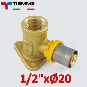Multistrato per gas - raccordo curvo gomito femmina con flangia 1/2'' x Ø 20 mm