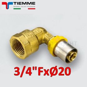 Multistrato per gas - raccordo curvo gomito femmina 3/4'' x Ø 20 mm