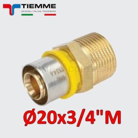 Multistrato per gas - raccordo dritto maschio 3/4'' x Ø 20 mm