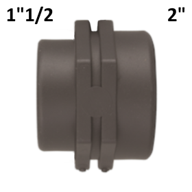 Manicotto giunto ridotto 2'' x 1''1/2 F-F in PP polipropilene con Oring di tenuta
