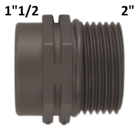 Manicotto giunto ridotto riduzione 2'' M x 1''1/2 F in PP polipropilene con Oring di tenuta