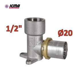 ICMA 410 - Raccordo a pressare gomito con staffa 1/2'' femmina x Ø20 SEMPITER®