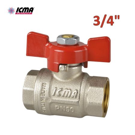 ICMA 349 - Valvola a sfera a passaggio totale ? Filettatura F/F 3/4'' - Leva farfalla
