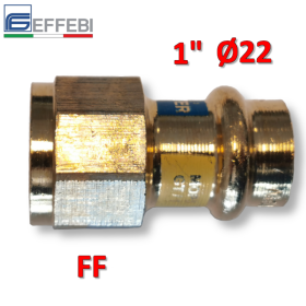 Raccordo in bronzo dritto Femmina 1'' x Ø 22 mm - rame a pressare UNICO per acqua e gas