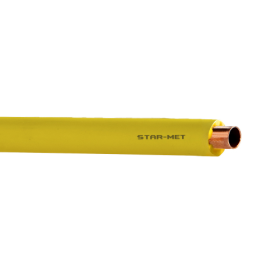 PREZZO AL MT - Tubo rame Ø 12 x 1 mm - rivestito in Pe stellare giallo STAR-MET - impianti sottotraccia di gas (UNI CIG 7129) - 
