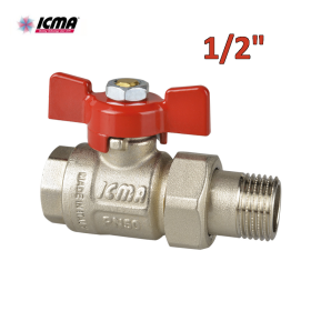 ICMA 347 - Valvola a sfera a passaggio totale con bocchettone ? Farfalla in alluminio ? Filettatura M/F 1/2''
