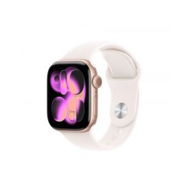 Apple Watch Series 11 GPS + Cellular 42mm, Cassa in Alluminio color Oro Rosa con cinturino Rosa fard Sport Band - S/M