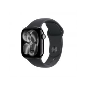 Apple Watch Series 11 GPS + Cellular 42mm, Cassa in Alluminio colore Jet Black con cinturino Nero Sport Band - S/M