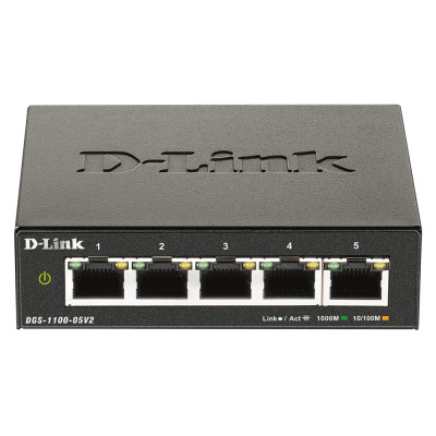 D-Link DGS-1100-05V2 switch di rete Gestito L2 Gigabit Ethernet (10/100/1000) Nero