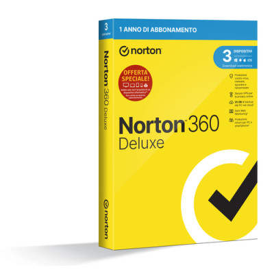 NortonLifeLock Norton 360 Deluxe 2023 | Antivirus per 3 dispositivi | Licenza di 1 anno | Secure VPN e Password Manager | PC, Ma