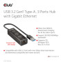 CLUB3D USB 3.2 Gen1 Type-A, 3 Ports Hub with Gigabit Ethernet
