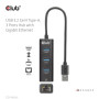 CLUB3D USB 3.2 Gen1 Type-A, 3 Ports Hub with Gigabit Ethernet